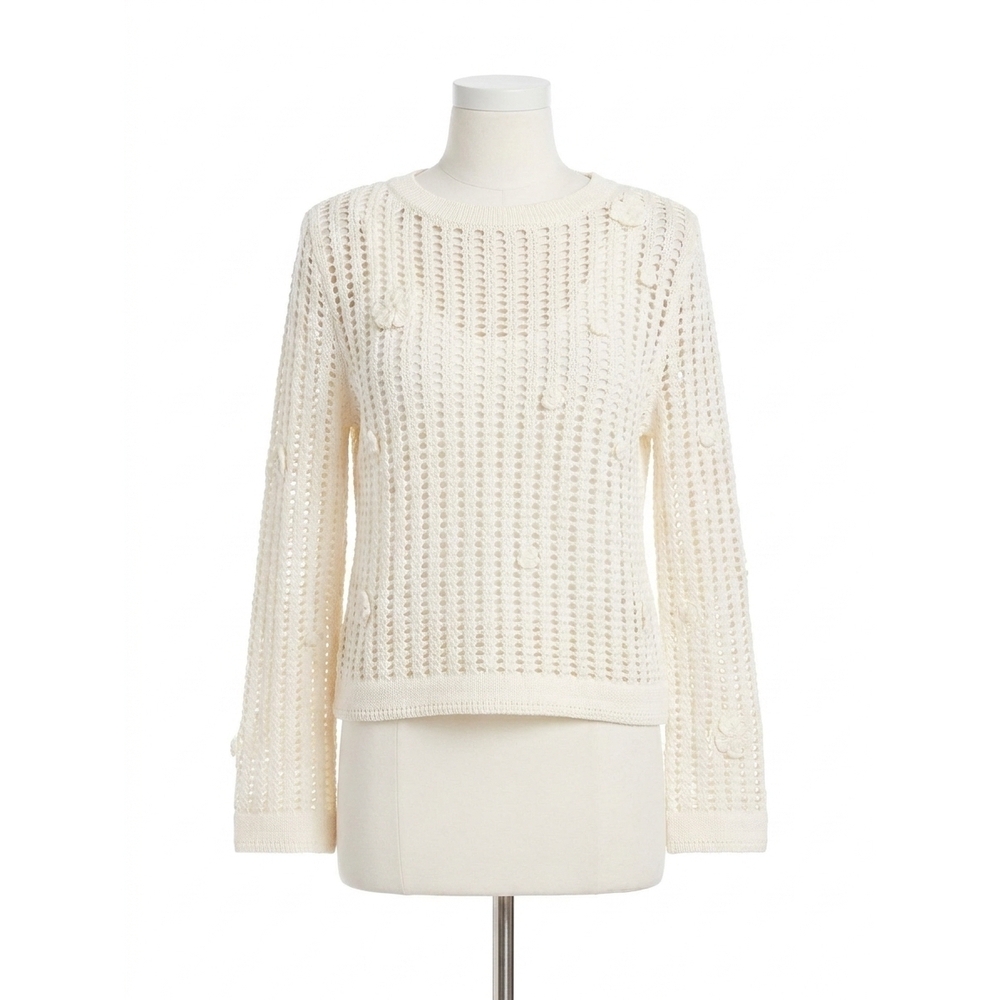 NEW FIFTEEN TWENTY liv crochet sweater in off white